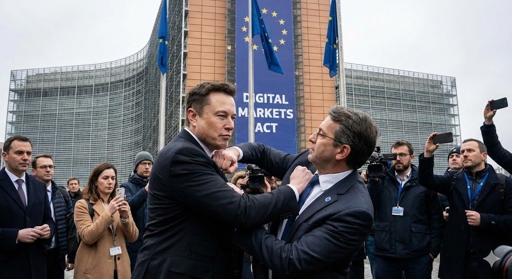 Elon Musk Fight EU (Generated By Gemini)