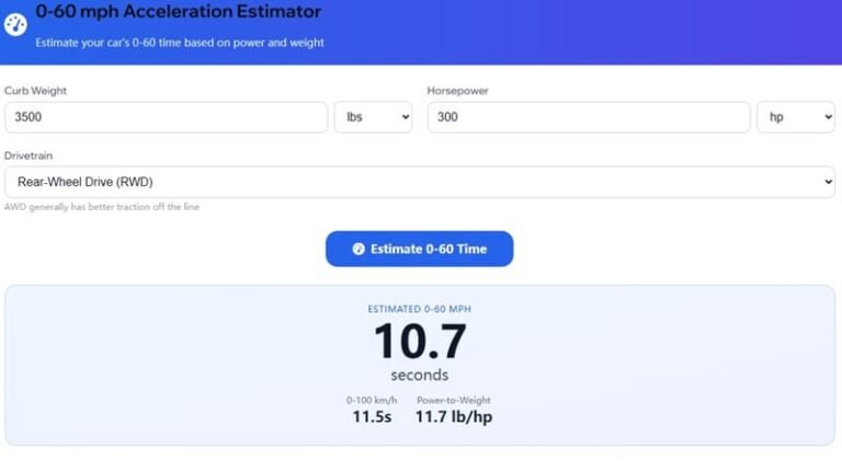 0 60 mph Acceleration Estimator Feature