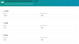 Car Dimensions Converter Feature