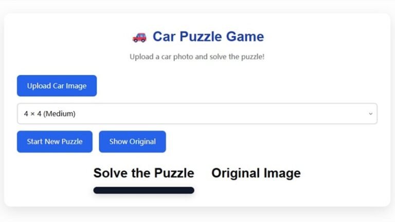 Car Puzzle Game feature
