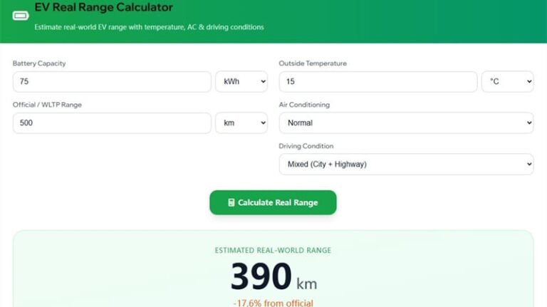 EV Real Range Calculator Feature