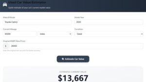 Used Car Value Estimator Feature