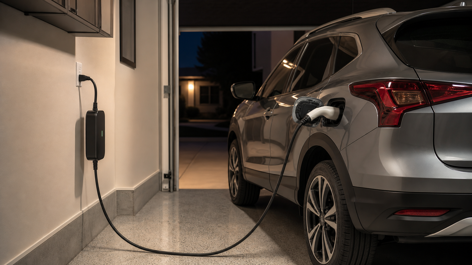 Generic plug-in hybrid charging overnight from a dedicated 120-volt garage outlet